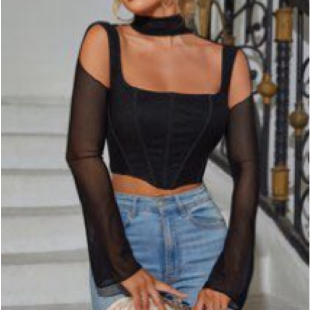 SHEIN mesh corset top